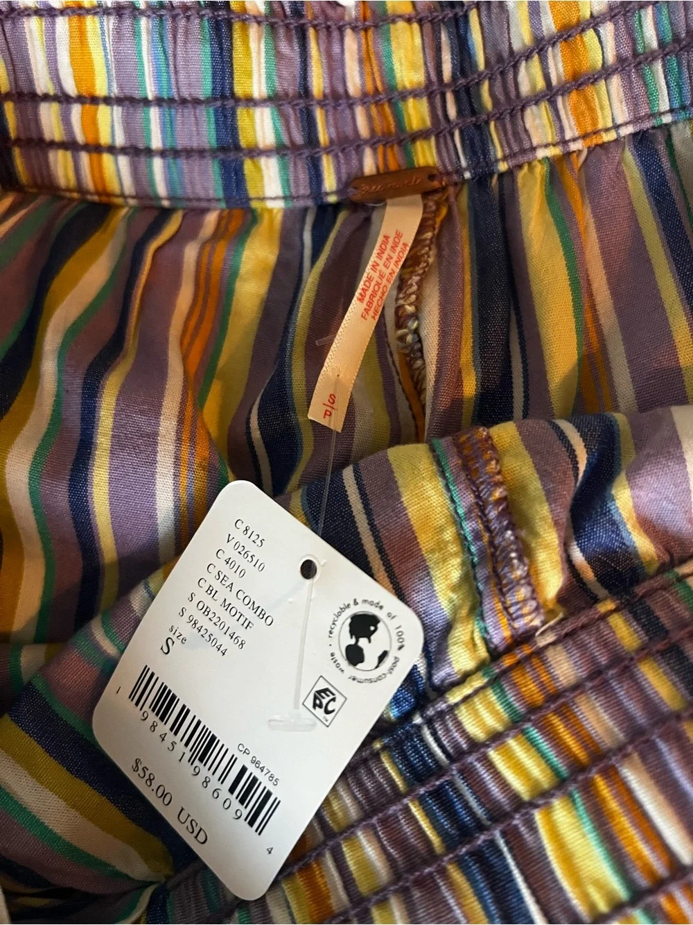 Free People Multicolor Striped Drawstring Shorts sailor sea combo
